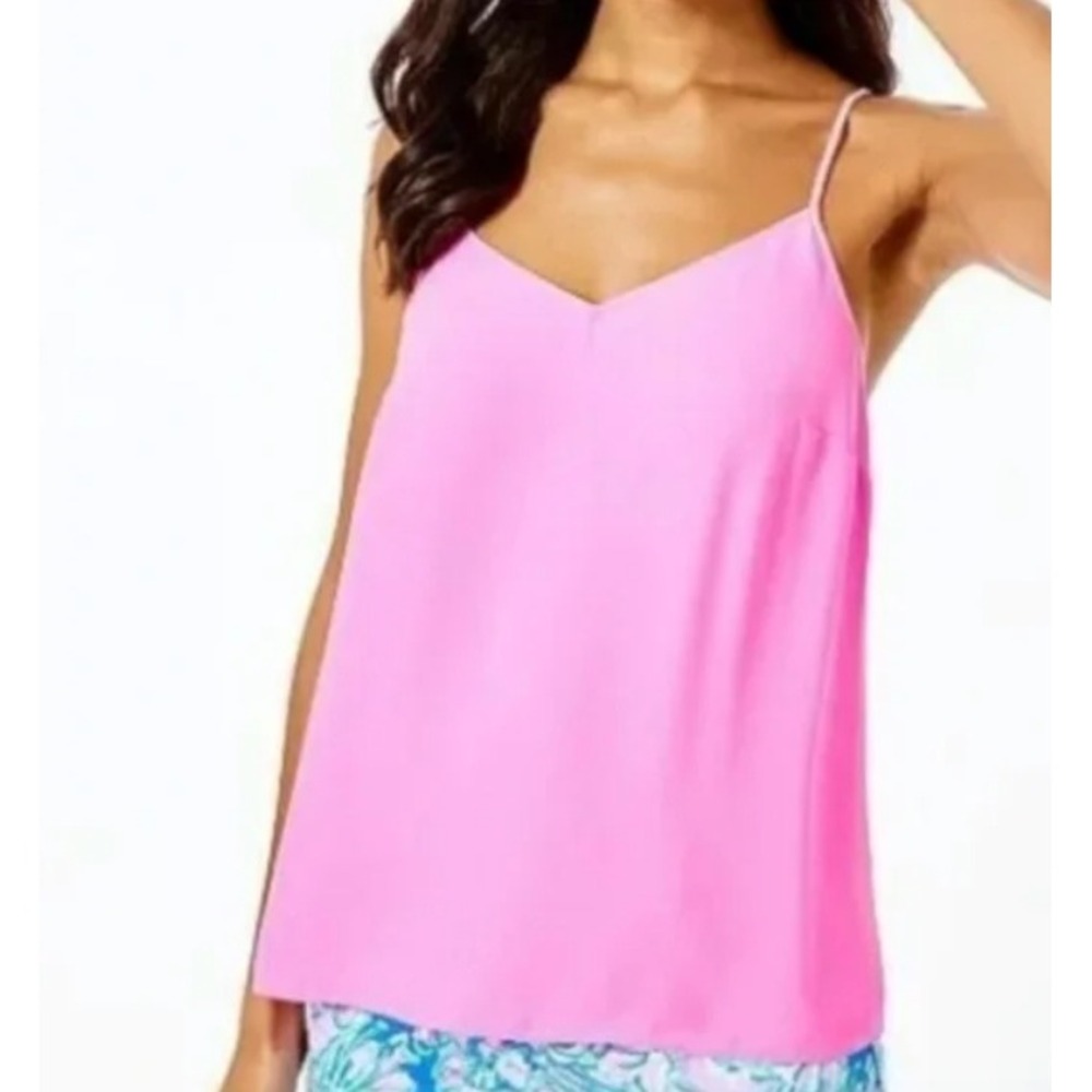 Lilly Pulitzer Silk Pink Racerback‎ Tank Top Size S
